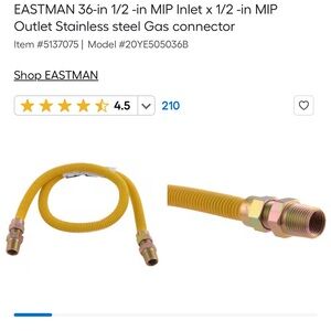 EASTMAN 36-in 1/2 -in MIP Inlet x 1/2 -in MIP Outlet Stainless steel Gas connect